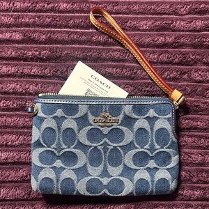 Coach Denim Blue Signature Pouch